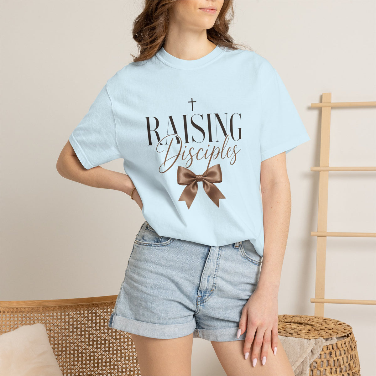 Raising Disciples Tee — Christian Mom Faith T-Shirt with Bow