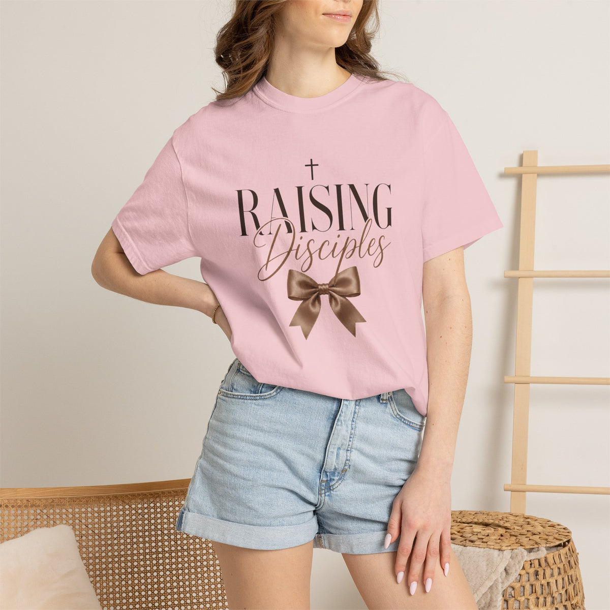 Raising Disciples Tee — Christian Mom Faith T-Shirt with Bow