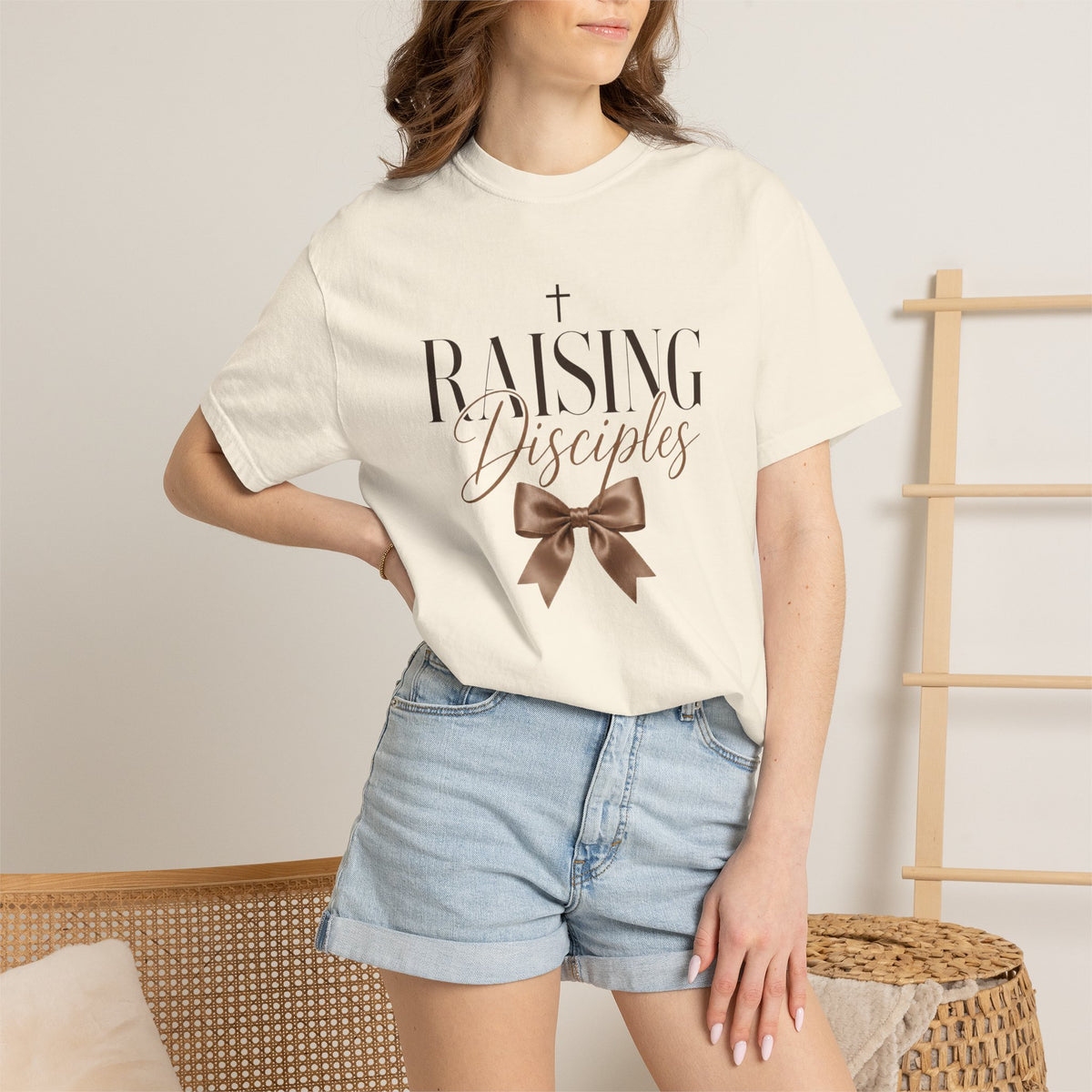Raising Disciples Tee — Christian Mom Faith T-Shirt with Bow