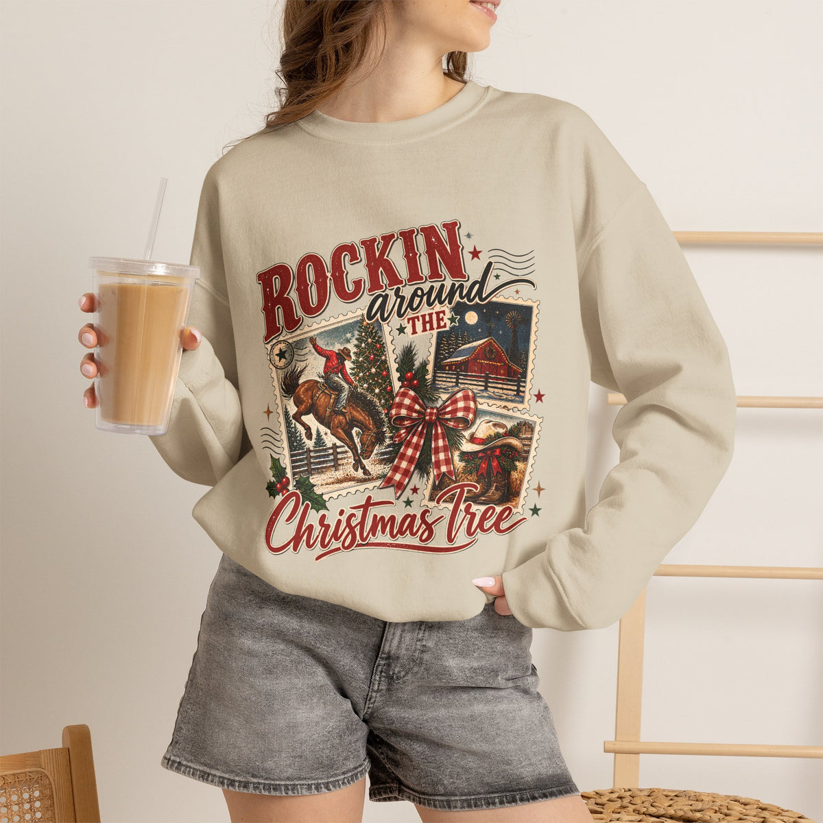 "Rockin' Around the Christmas Tree" Vintage Holiday Christmas Sweater