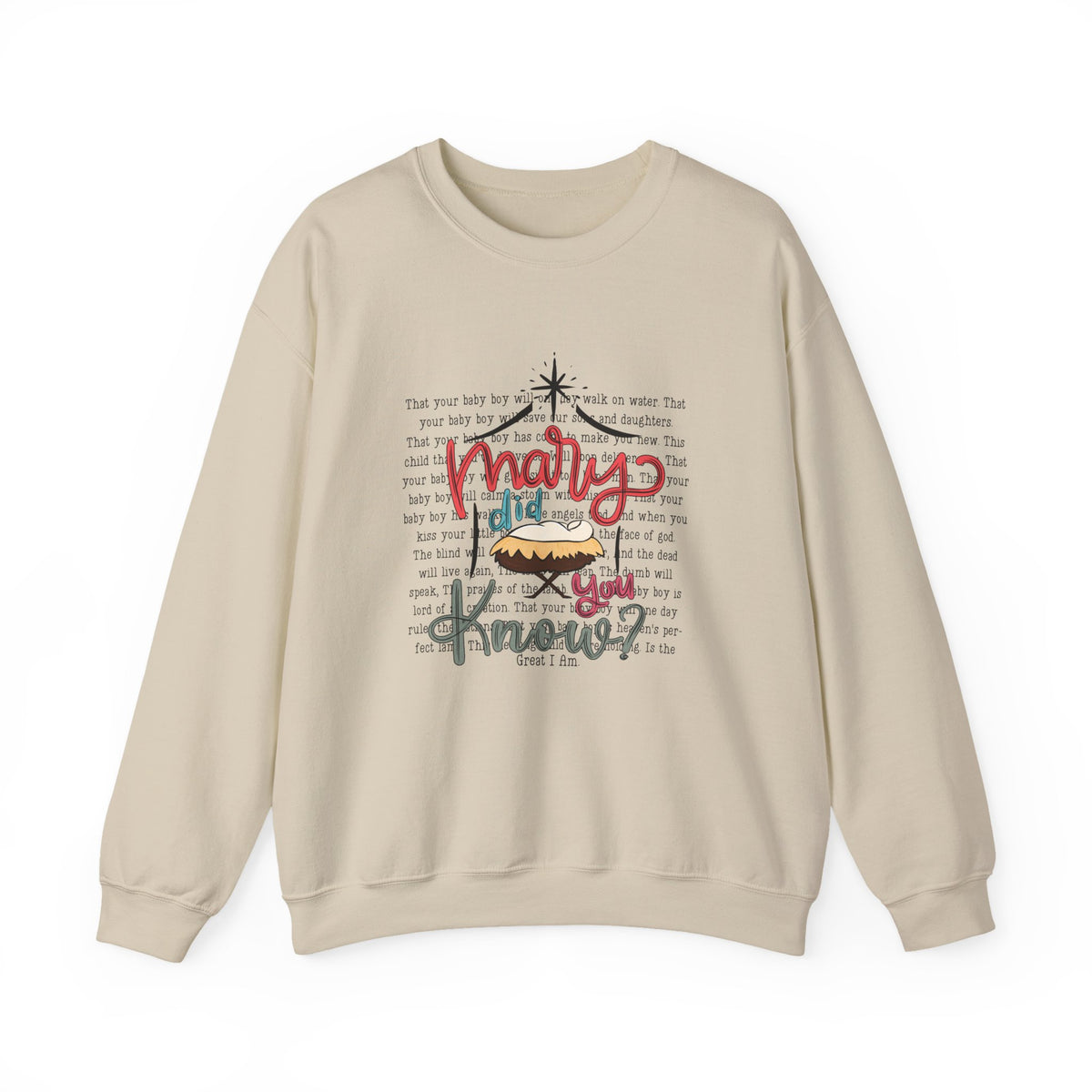 Christmas Sweatshirt — “Mary Did You Know?” Nativity Holiday Crewneck