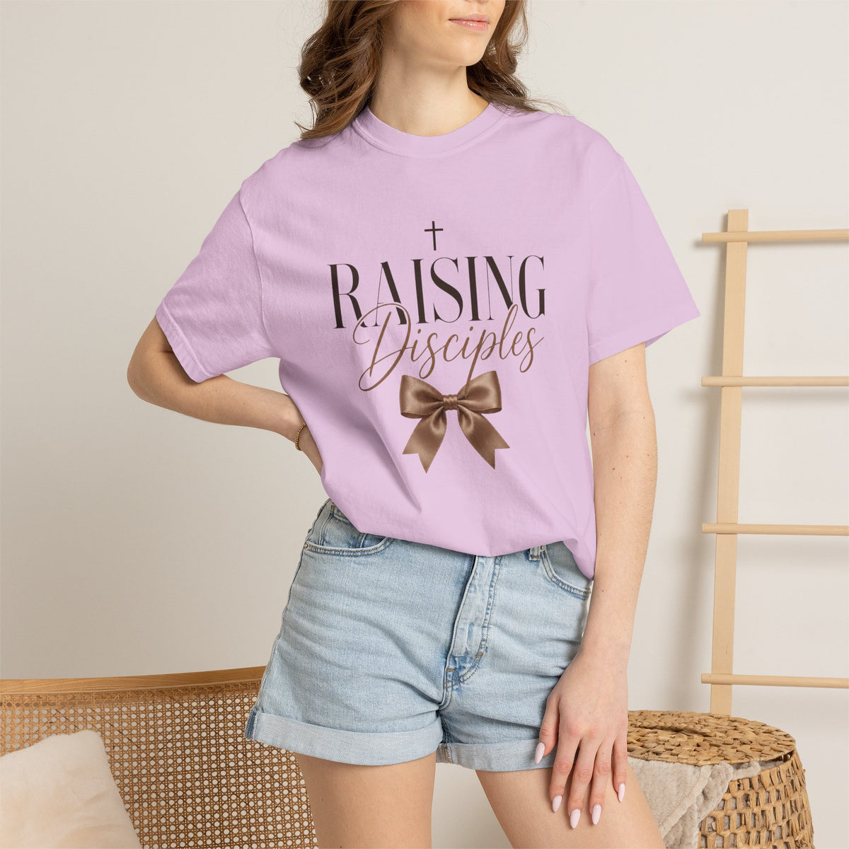 Raising Disciples Tee — Christian Mom Faith T-Shirt with Bow