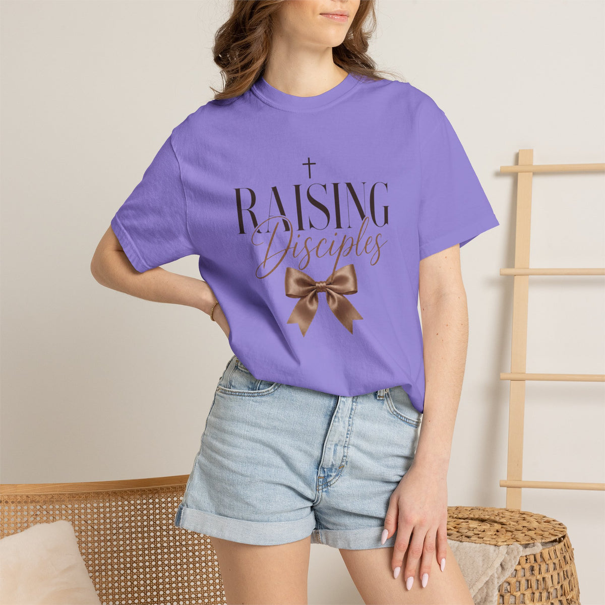 Raising Disciples Tee — Christian Mom Faith T-Shirt with Bow