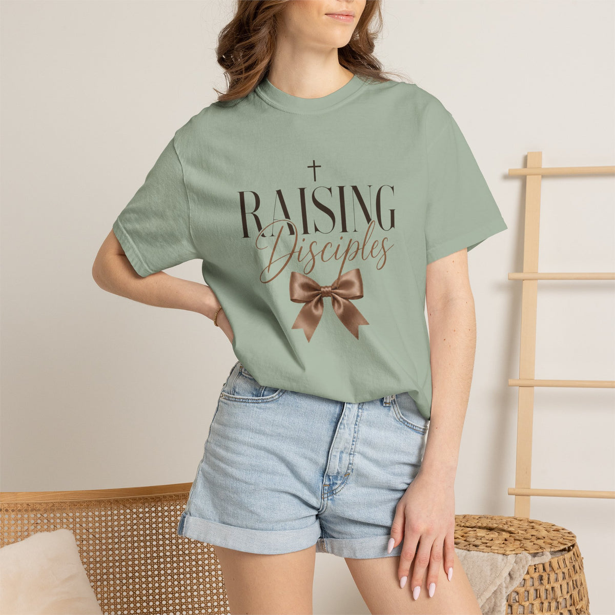 Raising Disciples Tee — Christian Mom Faith T-Shirt with Bow