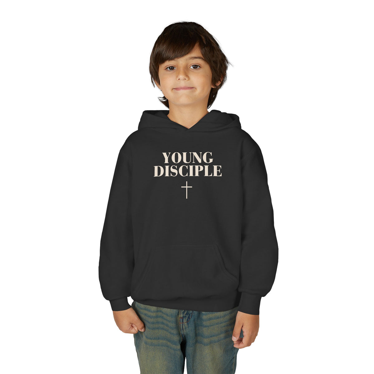 Youth Hoodie — "Young Disciple" Minimal Graphic Hooded Sweatshirt