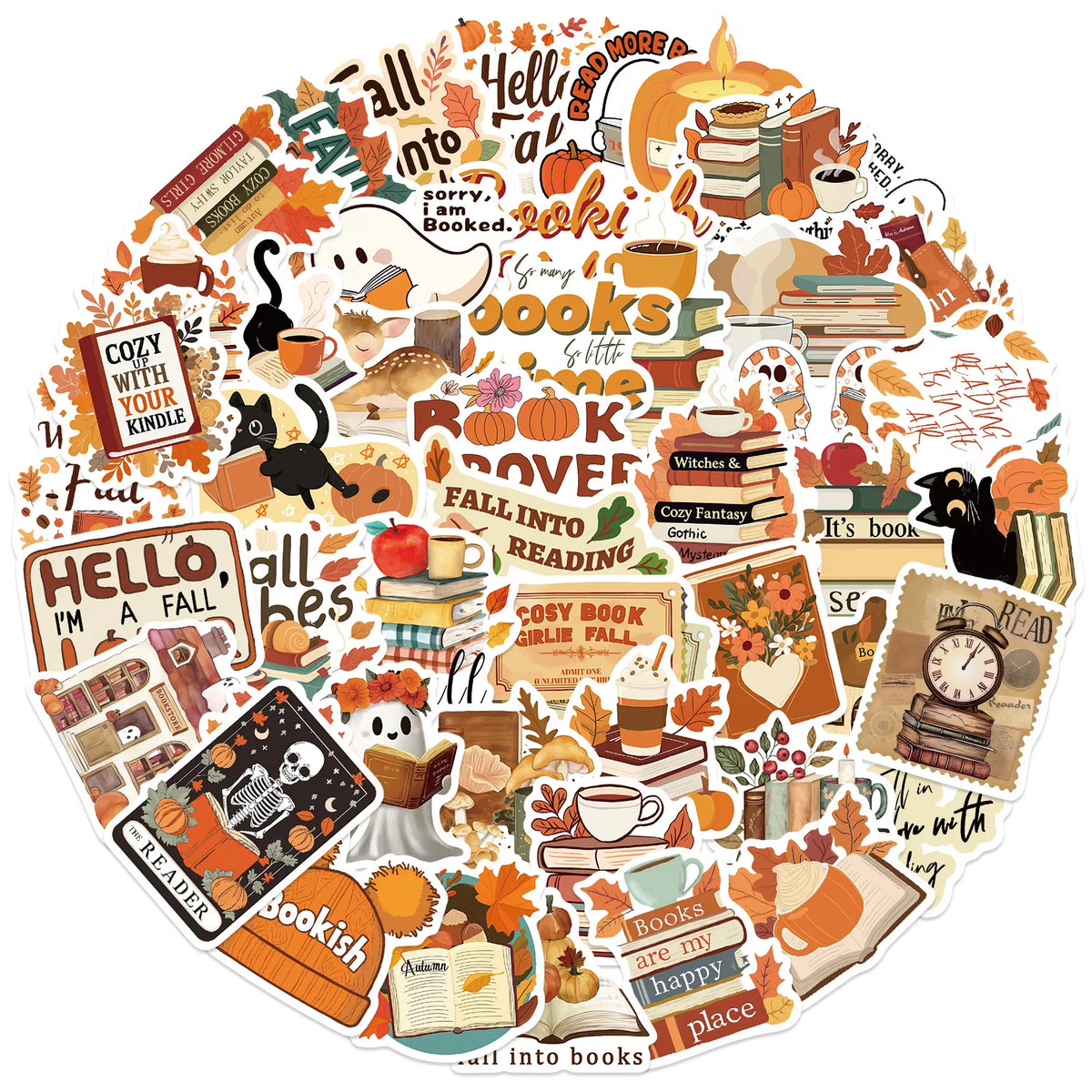 50/100PCS Cartoon Autumn Season Bookworm Graffiti Stickers Decoration Guitar Notebook Luggage DIY Waterproof