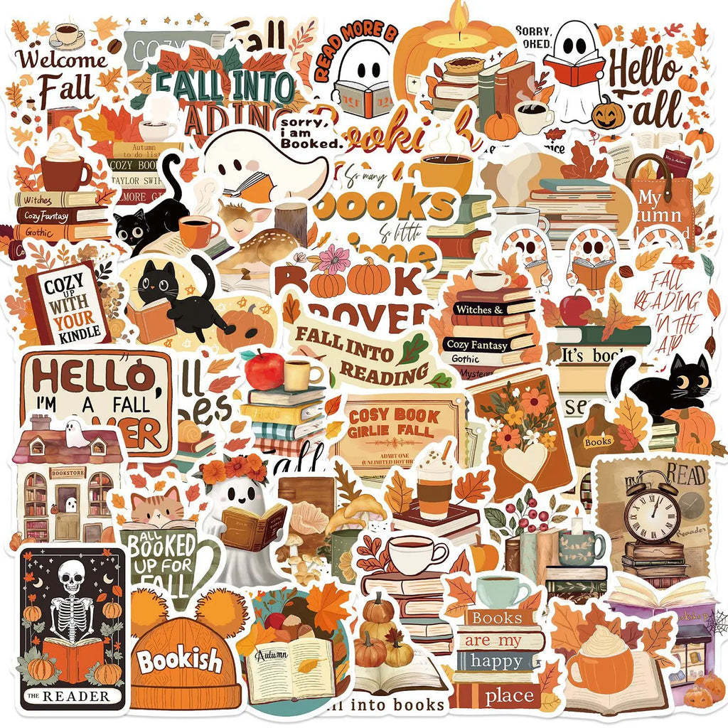 50/100PCS Cartoon Autumn Season Bookworm Graffiti Stickers Decoration Guitar Notebook Luggage DIY Waterproof