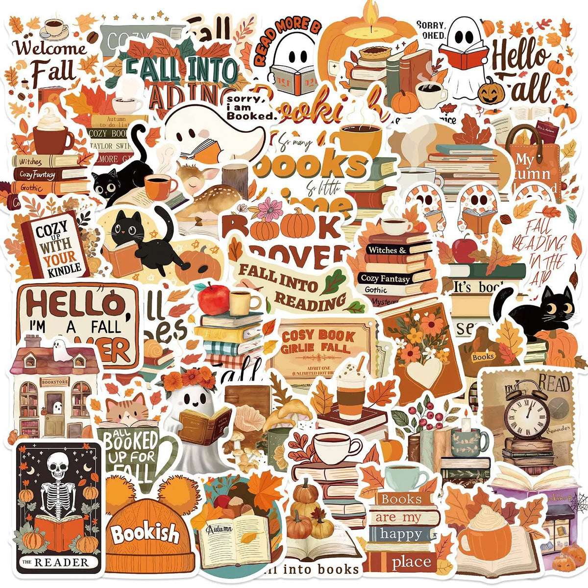 50/100PCS Cartoon Autumn Season Bookworm Graffiti Stickers Decoration Guitar Notebook Luggage DIY Waterproof